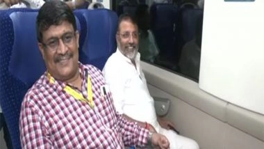 India News | BJP MP Nishikant Dubey Takes a Ride on Newly Flagged-off Howrah-Patna Vande Bharat Express