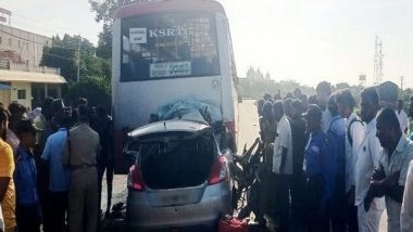 India News | 4 Killed After Car Rams into Parked Bus on Bengaluru-Mangaluru Highway