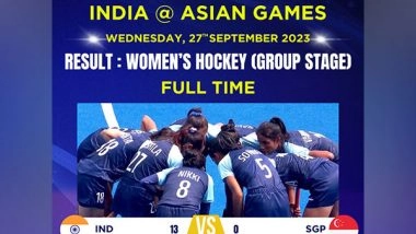 Sports News | Asian Games: Indian Women's Hockey Team Starts off with 13-0 Win over Singapore
