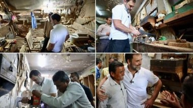 India News | Rahul Gandhi Meets Carpenters at Delhi's Kirti Nagar Furniture Market