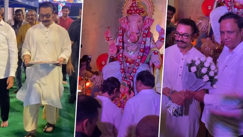 Aamir Khan Visits BJP President Ashish Shelar’s Mumbai Residence For Ganesh Chaturthi Celebrations (Watch Video)