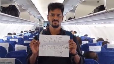 'Save Democracy': TDP Leader Adari Kishore Kumar Stages Protest Inside Visakhapatnam Airport Against Arrest of Chandrababu Naidu, Viral Clip Surfaces