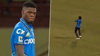Alzarri Joseph Gives ‘Deadly Stare’ to Azam Khan After Dismissing him in Guyana Amazon Warriors vs Saint Lucia Kings CPL 2023 Match (Watch Video)