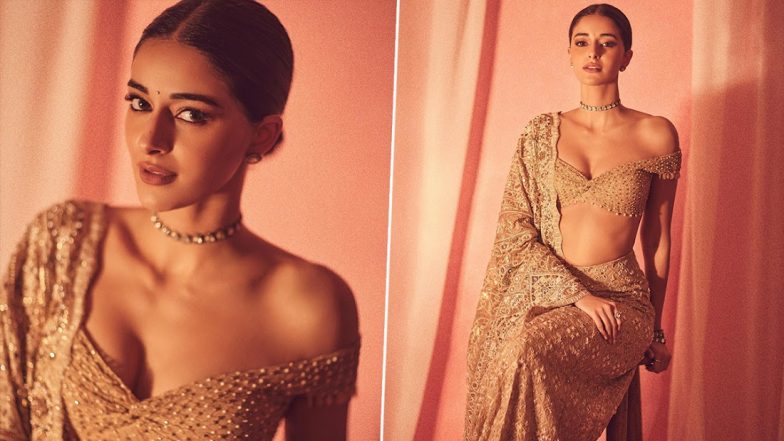 Ananya Panday Mesmerises in Embroidered Golden-Beige Lehenga Choli (View Pics)