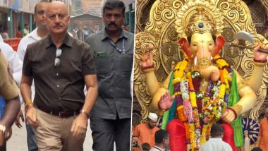 Ganeshotsav 2023: Anupam Kher Visits Lalbaugcha Raja to Seek Blessings of Bappa (Watch Video)