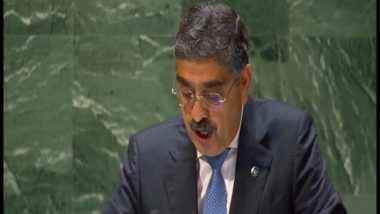 Anwarul Haq Kakar Speech at UNGA Video: Pakistan Caretaker PM Rakes Up Kashmir at UN General Assembly, India's Right to Reply Tomorrow