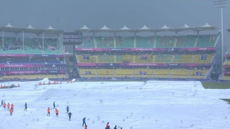 India vs England ICC Cricket World Cup 2023 Warm-Up Clash at Barsapara Stadium in Guwahati Called Off Due to Persistent Rain