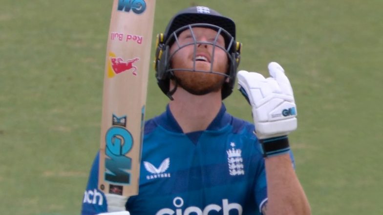 Ben Stokes Performs Folded Finger Celebration as Tribute to Late Father After Scoring Century in ENG vs NZ 3rd ODI 2023 (Watch Video)