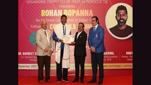Rohan Bopanna Felicitated by AITA Ahead of His Final Davis Cup Tie