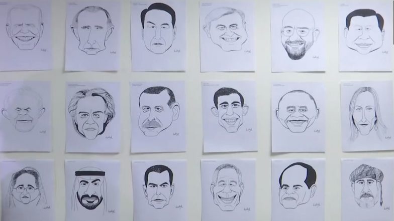 G20 Leaders Caricatures Video: ACP Rajendra Kalkal Makes Cartoons of Leaders Attending G20 Meeting in Delhi, Clip Surfaces