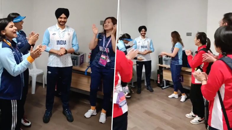 China’s Gold Medal-Winning 10m Air Pistol Mixed Team at Asian Games 2023 Sings for Sarabjot Singh After He Bags Silver on His Birthday, Video Goes Viral