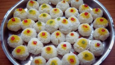 Ganeshotsav 2023 Day 5 Bhog – Coconut Ladoo: Simple Recipe To Make Nariyal Laddu Bhog Prasad for Ganesh Festival (Watch Video)