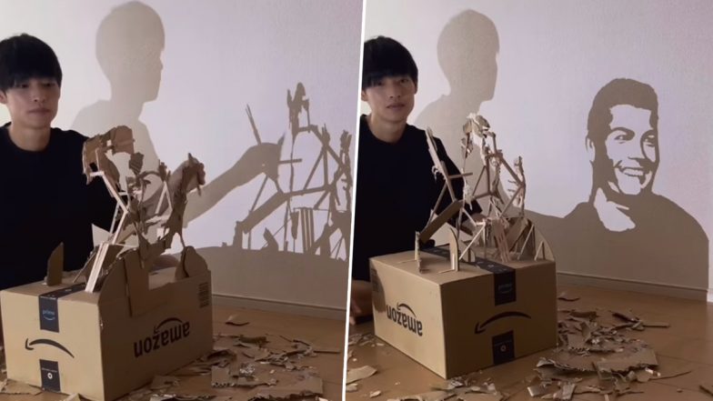 Fan Makes Cristiano Ronaldo's Shadow Portrait Using a Cardboard Box, Video of the Stunning Art Goes Viral