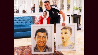 Cristiano Ronaldo Meets Iranian Painter Fatemeh Hammami Nasrabadi Who Paints Using Her Feet in Tehran, Video Goes Viral!