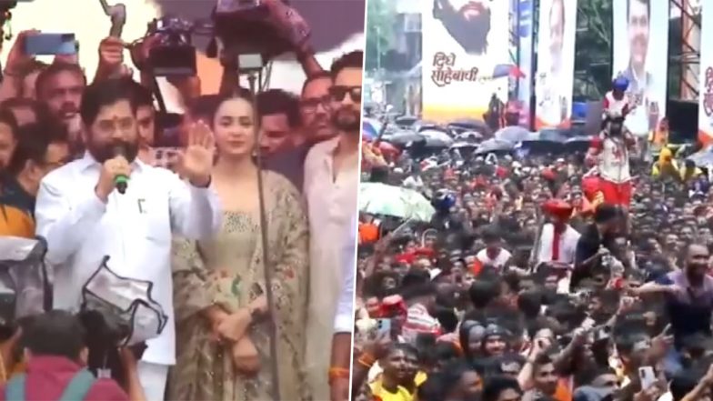 Dahi Handi 2023: Maharashtra CM Eknath Shinde, Actors Rakul Preet Singh and Jackky Bhagnani Attend 'Janmashtami Utsav' Celebration in Thane (Watch Video)