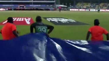 Fakhar Zaman Helps Groundstaff Cover R Premadasa Stadium Pitch After Rain Stops Play in IND vs PAK Asia Cup 2023 Super Four Match, Video Goes Viral