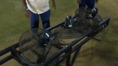 Groundstaff Use Fans to Dry Up Patches As Wet Outfield Interrupts Play in IND vs PAK Asia Cup 2023 Match at R Premadasa Stadium, Fans React