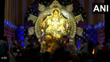 'Richest' Ganpati of Mumbai: Lord Ganesh Idol of GSB Seva Mandal Adorned With 69 Kg Gold, 336 Kg Silver (Watch Video)