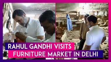 Rahul Gandhi Visits Furniture Market In Delhi, Interacts With Carpenters And Tries His Hand At Woodcrafting