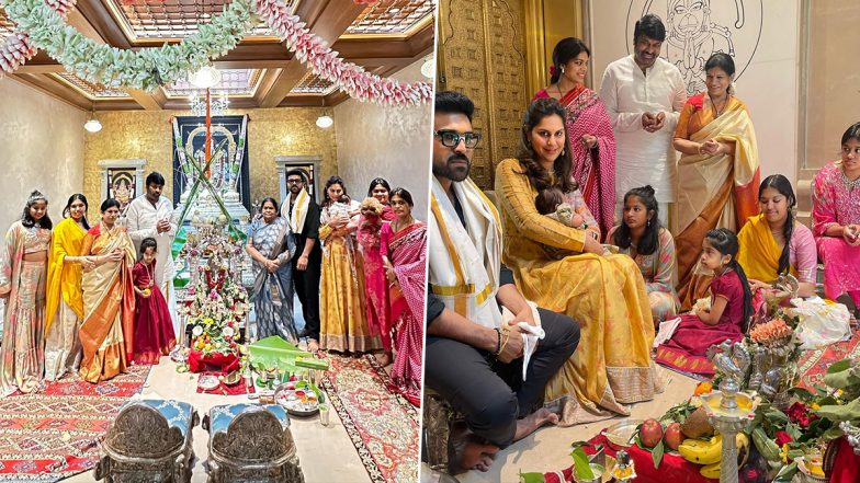 Ganesh Chaturthi 2023: Ram Charan and Upasana Celebrate Their First Festival With 'Little' Klin Kaara (View Pics)