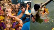 Ganesh Visarjan 2023: Amid Chants of 'Ganpati Bappa Morya', Ganpati Idol Immersion Processions Begin in Mumbai as Devotees Bid Farewell to Their Favourite Deity (Watch Videos)