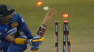 Hasan Mahmud Castles Dasun Shanaka After He Fails to Connect Scoop Shot During SL vs BAN Asia Cup 2023 Super Four Match (Watch Video)