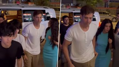 Hrithik Roshan and Saba Azad Step Out for Dinner Date in Mumbai with his Sons Hrehaan and Hridaan (Watch Video)