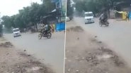 Uttar Pradesh Road Accident Video: Police Vehicle of Governor Anandiben Patel&rsquo;s Convoy Collides With Bike in Gorakhpur, Two Injured