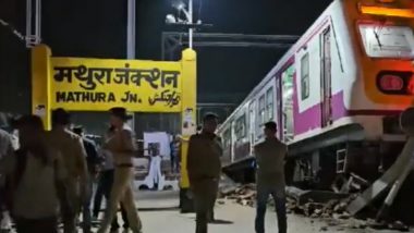 Uttar Pradesh Train Accident: EMU Train Coming From Shakur Basti Derails,  Climbs On Platform At Mathura Railway Station, No Casualties Reported  (Watch Video) | LatestLY