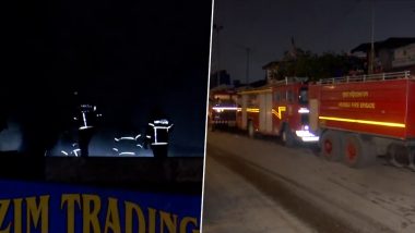 Mumbai Fire Video: Blaze Erupts at Scrap Godown in Kurla, Firefighting Operation Underway