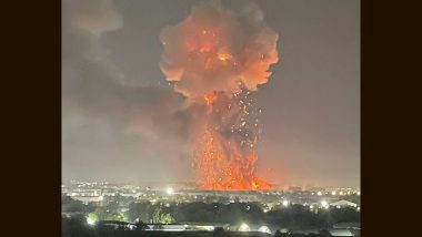 Uzbekistan Blast: Explosion Triggers Massive Fire at Customs Warehouse Near Tashkent Airport, Photos, Videos Show Ball of Fire and Sparks