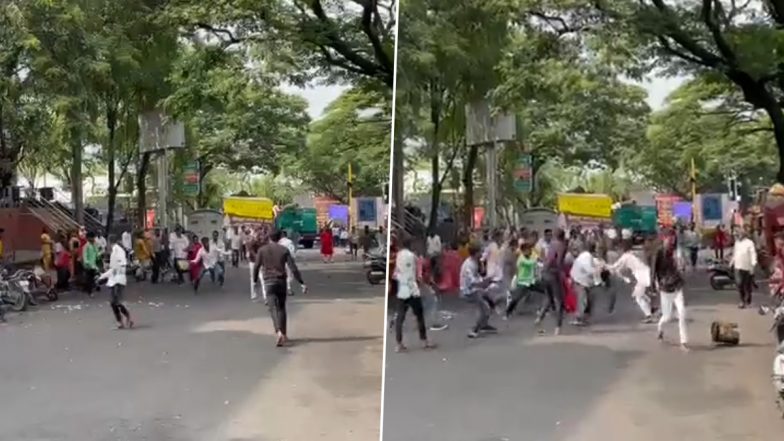 Pune Fight Video: Two Groups Clash, Thrash Each Other With Sticks in Sahakar Nagar, Viral Clip Surfaces