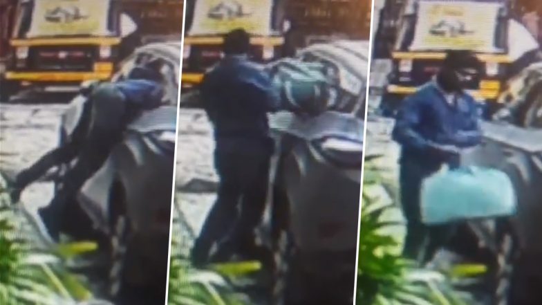 Shirdi: Thief Uses Specialised Metal Car Window Smasher to Break Into Parked Four-Wheeler, Flees With Bag; CCTV Video Surfaces