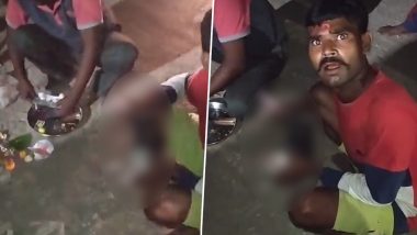 Animal Sacrifice Caught on Camera: Viral Video Shows Woman Confronting Two People Preparing to Sacrifice Animal for Ritual in Kanpur, UP Police Respond (Viewer Discretion Advised)