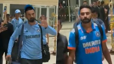 Mohammed Siraj, KL Rahul and Other Indian Cricketers Receive Cheering Reception From Fans As They Return to Team Hotel in Colombo After Winning Asia Cup 2023 Title (Watch Video)