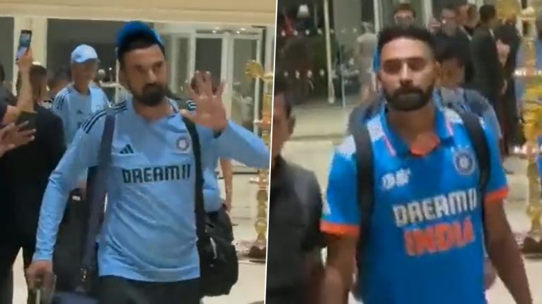 Mohammed Siraj, KL Rahul and Other Indian Cricketers Receive Cheering Reception From Fans As They Return to Team Hotel in Colombo After Winning Asia Cup 2023 Title (Watch Video)