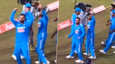 Virat Kohli, Rohit Sharma and Ravindra Jadeja Celebrate After India Win Asia Cup 2023 Title Beating Sri Lanka in the Final (Watch Video)