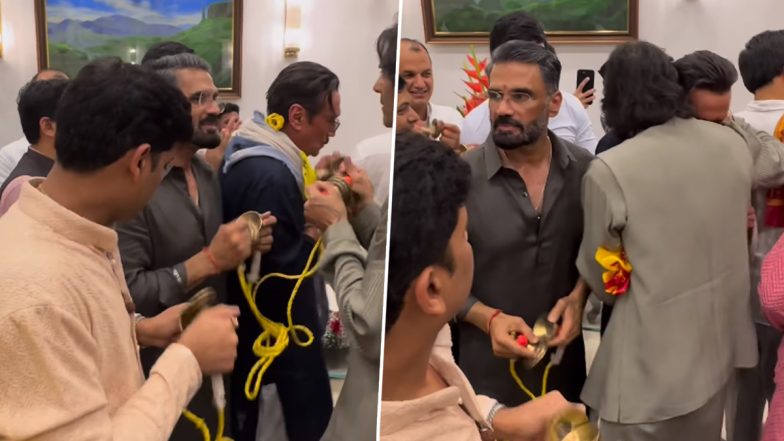 Jackie Shroff, Arjun Rampal, Suniel Shetty and Pankaj Tripathi Enjoy Aarti at CM Eknath Shinde’s Ganesh Pooja (Watch Video)