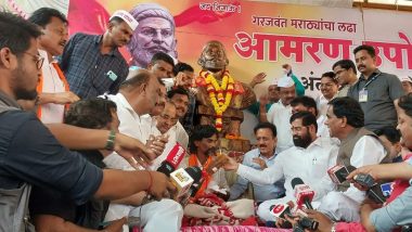 Maratha Reservation Protest: Manoj Jarange-Patil Breaks 17-Day Long Hunger Strike With Glass of Juice From Maharashtra CM Eknath Shinde (Watch Video)