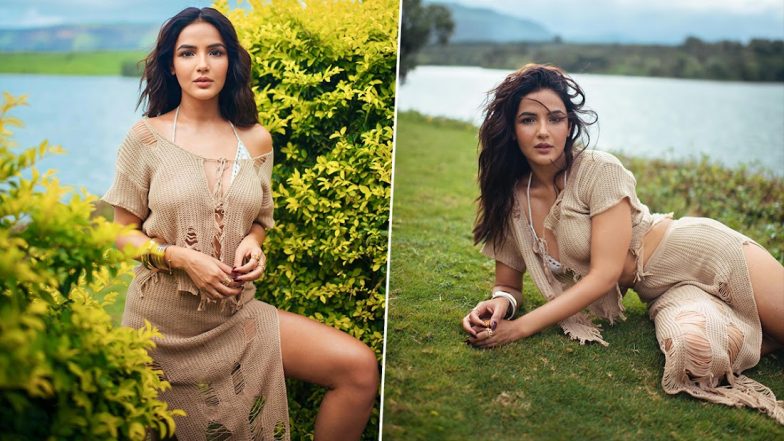 Jasmin Bhasin Turns Up the Heat in Crochet Bikini Paired With Beige Ripped Co-Ord Set (See Pics)