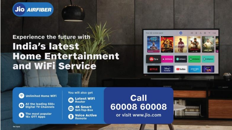 JioAirFiber at Rs 599: Reliance Jio Launches Broadband Services in Eight Metro Cities; Check Plans and Availability