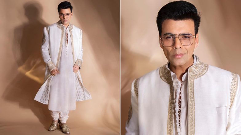 Karan Johar Rocks White Kurta Set Paired With Stunning Sherwani For Ganesh Chaturthi Celebrations (View Pics)