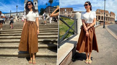 Karishma Tanna Flaunts Her Chic Style As She Vacays in Rome! Actress Stuns in White Top and Brown Skirt While Exploring Italy (View Pics)