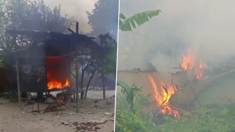 Kaushambi Tense After Triple Murder Over Land Dispute, Enraged Locals Set Many Houses on Fire (Watch Video)