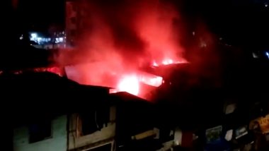 Mumbai Fire: Massive Blaze Erupts at Qureshi Nagar Slum in Kurla; No Casualties Reported (Watch Video)