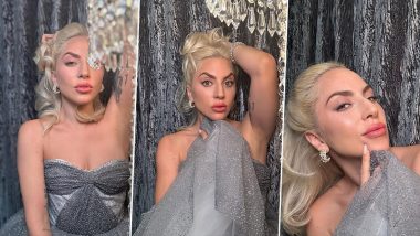 Lady Gaga Puts Her Glam Game Forward in Silver Sequined Strapless Gown (View Pics)