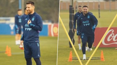 Lionel Messi Joins Argentina’s Squad, Starts Training With Teammates Ahead of FIFA World Cup 2026 Qualifiers (Watch Video)