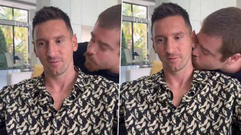 Argentinian Journalist Migue Granados Kisses Lionel Messi to Make Unique Announcement of Interview With the Inter Miami Star (Watch Video)