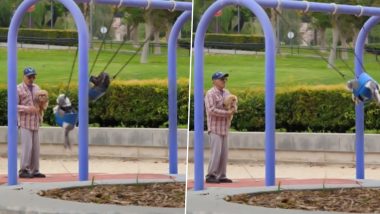 Elderly Man Playfully Pushes His Pet Dogs in the Swings, Wholesome Video Goes Viral