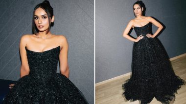 Manushi Chhillar Exudes Princess Vibes in a Shimmery Strapless Black Gown (View Pics)